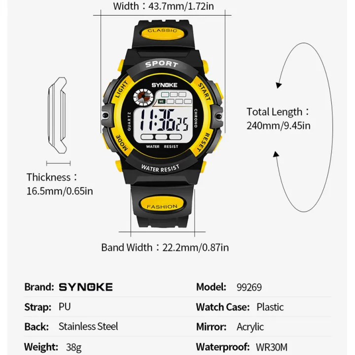 Student Sport Watches For Kids Colorful Electronic Watches Waterproof Clock Children Digital Watch For Boys Fashions Synoke - Image 4